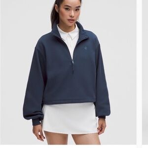 Lululemon Athletica Navy Half-Zip Sweatshirt cotton Terry tennis XS